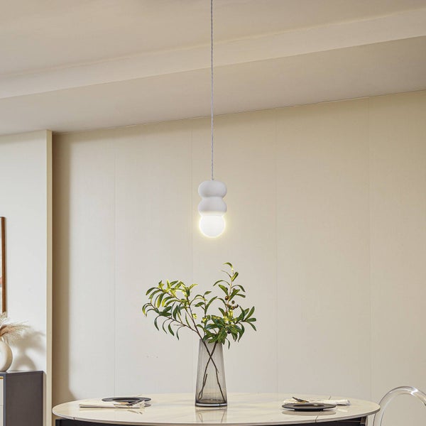 Lindby Pendelleuchte Nielson (Modern) in Weiß aus Gips/Ton (1 flammig, E27) - Deckenlampe Esstischlampe Hängelampe Hängeleuchte Wohnzimmerleuchte