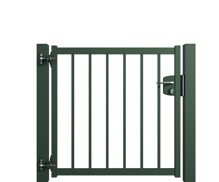 Gartentür aus Metall mit Schloss und Beschlägen