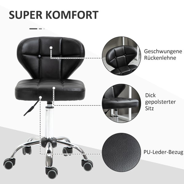 HOMCOM 2er-Set Arbeitshocker, 45 x 47 x 72-87 cm, Kunstleder, Schwarz