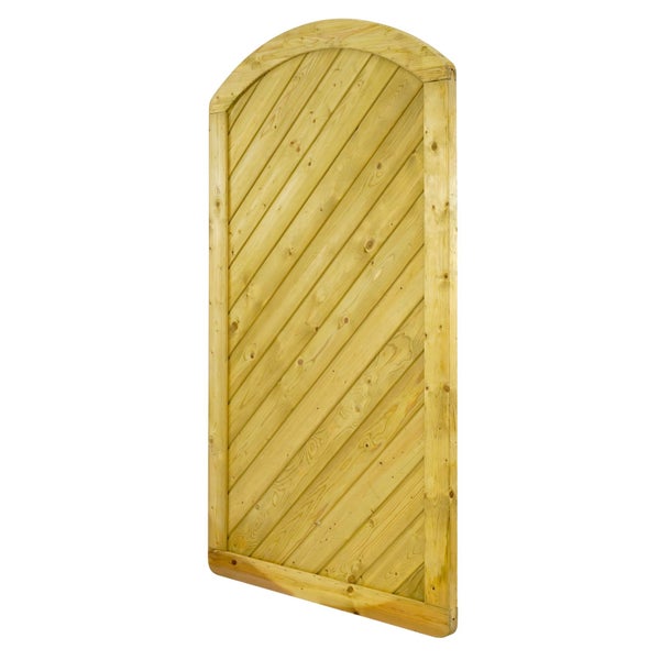 Holzzaun-Element mit diagonalen Brettern und abgerundetem oberen Ende