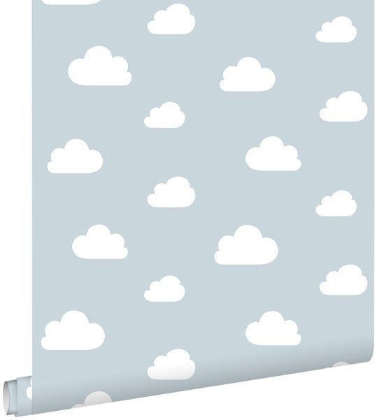 ESTAhome Tapete kleine Wolken Himmelblau - 0.53 x 10.05 m - 139485