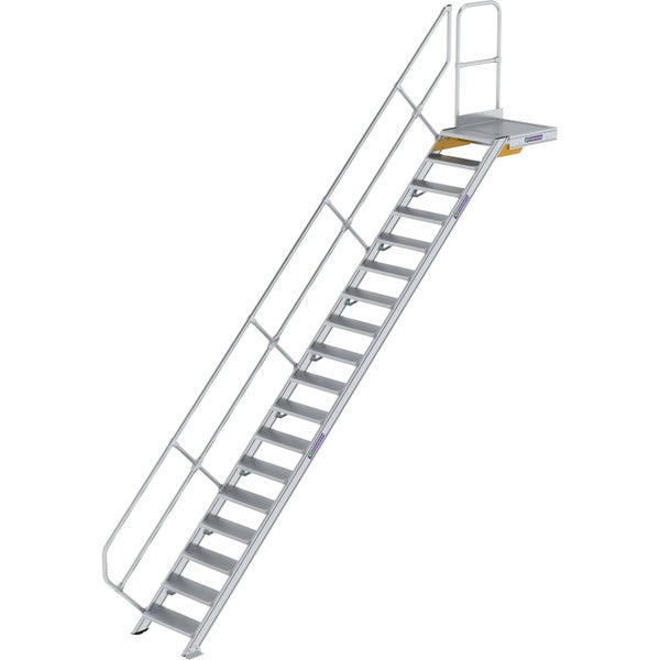 Günzburger Steigtechnik Treppe mit Plattform 45° Stufenbreite 600 mm 18 Stufen Aluminium geriffelt - 600438