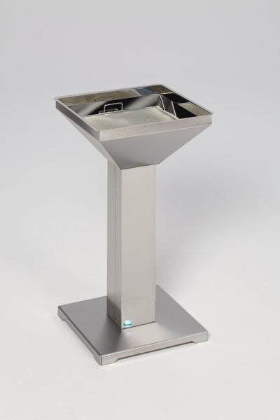 PROREGAL Eleganter Ascher Mit Standsicherer Bodenplatte Inkl. Kippensieb HxBxT 73 x 32,5 x 32,5 cm Edelstahl