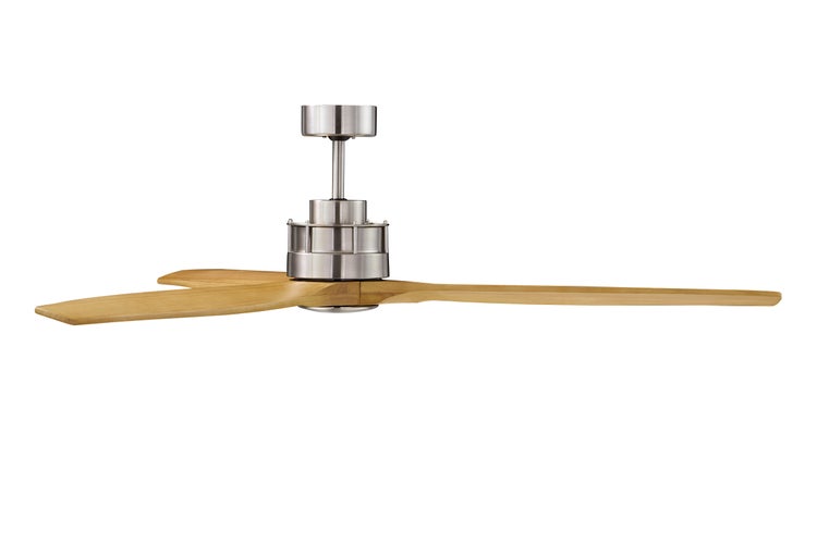 Deckenventilator mit drei Holzflügeln und Motorgehäuse aus Metall