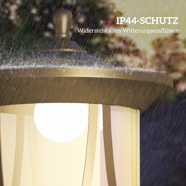 Outsunny Solar Gartenlaterne 127 cm Gartenlampe mit Kaltweiß LED Licht, Wegleuchte mit Lichtsensor, Gartenleuchte, IP44 Wasserdicht, für Außen, 17L x 17B x 127H cm, ABS, Polycarbonate, Schwarz