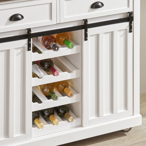 Weißer Weinschrank mit Schiebetür und Weinregal zur Weinlagerung