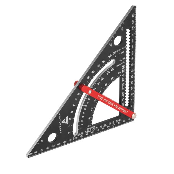 STAHLWERK Triangle d'angle avec butée mesure d'angle métrique en aluminium