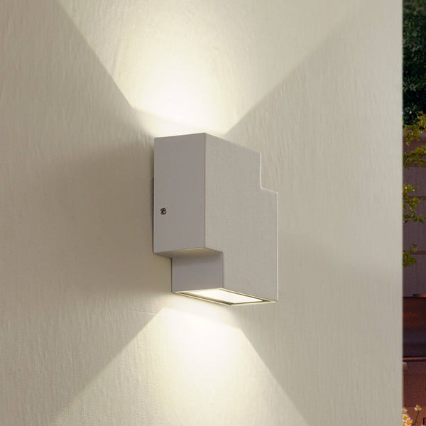Lindby LED Wandleuchte außen Fendir (spritzwassergeschützt (Modern) in Weiß aus Aluminium (2 flammig, ) - Außenwandleuchten Wandlampe Led Außenlampe Outdoor für Außenwand/Hauswand