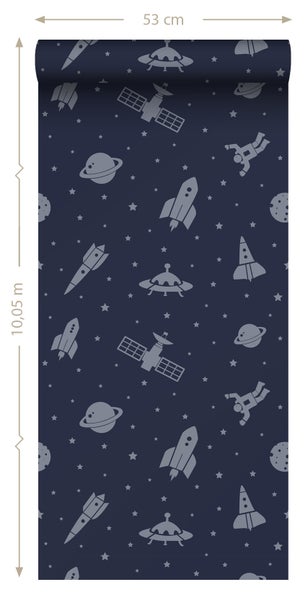 Tapete mit Weltraummotiven, 53 cm breit und 10,05 m lang