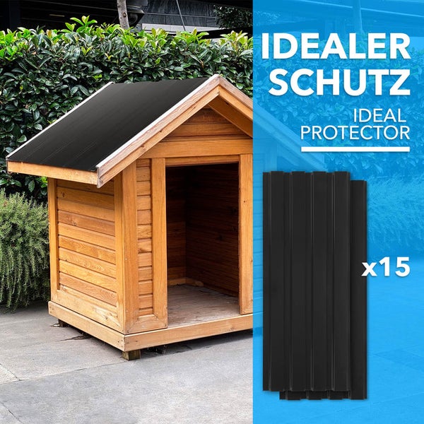 FLOORDIREKT Trapezblech - 115 x 45 cm - Profilblech - Stärke 0.25 mm - 15er-Set - inkl. Schrauben - 7,7 m² - Schwarz