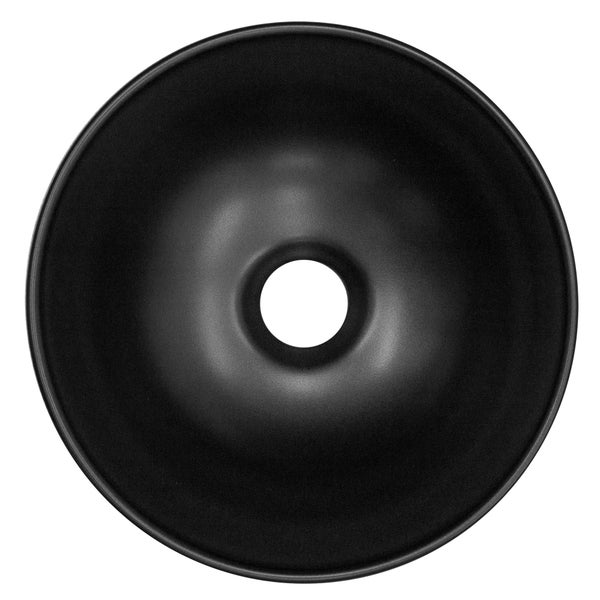 ML-Design Waschbecken aus Keramik in Schwarz matt Ø 280 x 150 mm mit Ablaufgarnitur, Runde Aufsatzwaschbecken, Moderne Waschtisch, Waschschale Waschplatz Handwaschbecken, für Badezimmer / Gäste-WC