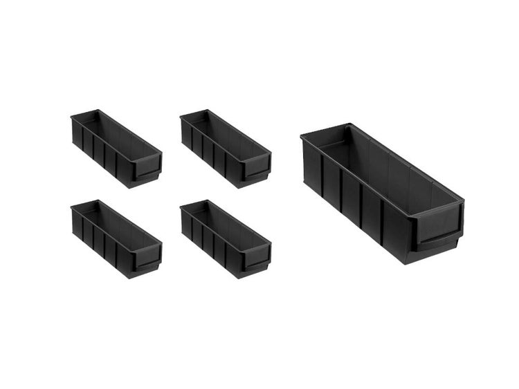 PROREGAL SparSet 5x Leitfähige Indurstriebox 300 S HxBxT 8,1 x 9,1 x 30 cm 1,6 Liter ESD Sortimentskasten