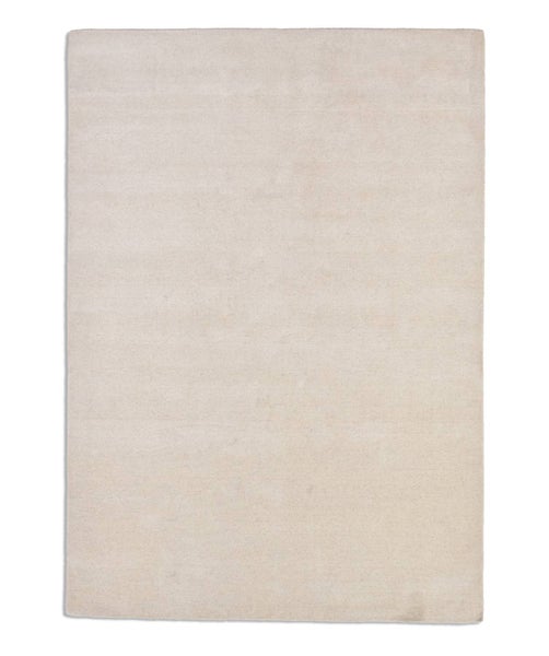Wollteppich Luxus Designerteppich moderner uni Teppich aus reiner Schurwolle Creme 40x60 cm