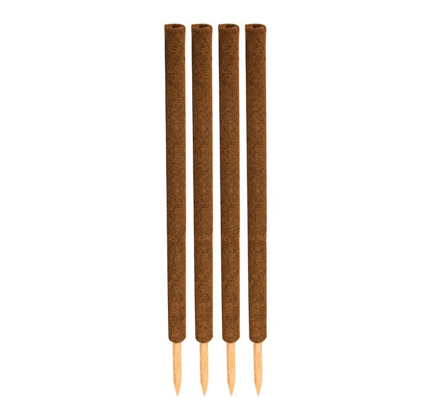 BigDean 4er Set Pflanzstäbe Kokos 110 cm - Monstera Rankhilfe Rankstäbe Stab Moosstäbe Pflanzenstäbe Kokosstäbe für Pflanzen - aus natürlicher Kokosfaser - verlängerbar