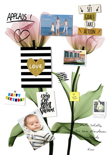 Pinnwand Magnetisches Memoboard |Tafel | Kalender | Wandkalender | 70x50cm | MMB0122 | Blume | Blumen | Pflanze