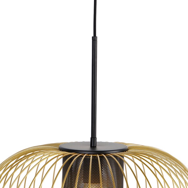 Hängelampe mit Metallsieb und Drahtgestell