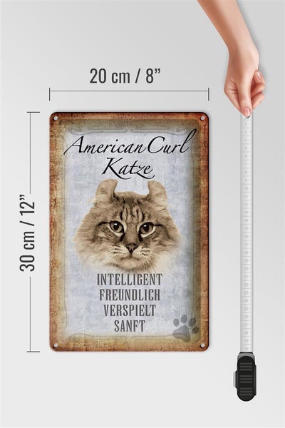 Blechschild Spruch 20x30cm American Curl Katze Schild