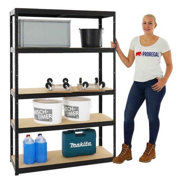 PROREGAL Schwerlastregal Big Elephant S HxBxT 180 x 120 x 45 cm Fachlast 250 kg Schwarz