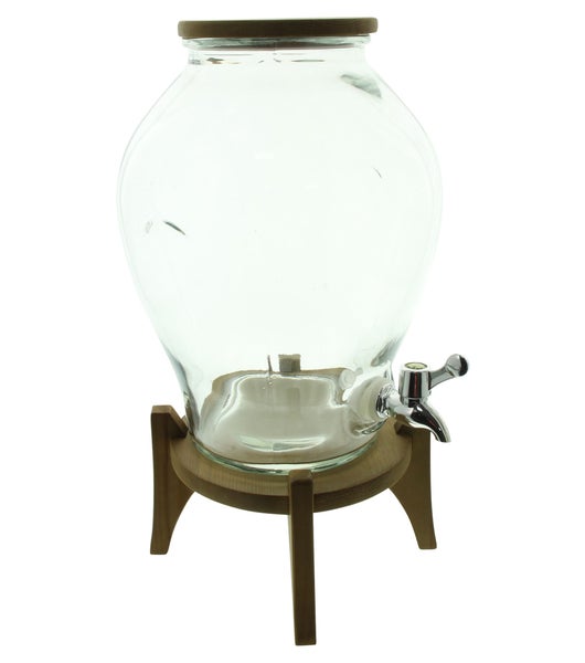 FRANK FLECHTWAREN | Saftspender Fresh up, GLAS, HOLZ, 22,5 x 13 x 40 cm