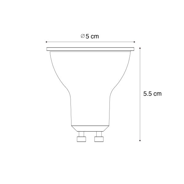 Set mit 5 GU10 3-staps dimbaar LED lamp 7W 700 lm 3000K