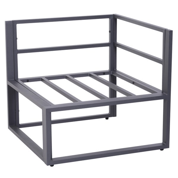 Outsunny 6-tlg. Gartengarnitur Gartenset Gartensofaset Sitzgruppe Gartenmöbel Alu+ Polyester + Hartglas Grau 4 x Sessel 1 x Ecksofa 1 x Beistelltisch Kissen für 4–5 Personen