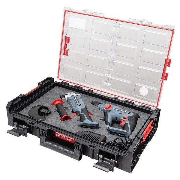 PROREGAL QBRICK Sortimentskasten One XL HxBxT 39 x 58 x 13 cm 13,5 Liter Inkl. Schaumstoffeinlage Mit Deckgriff Mit Klemmverschlüsse Schwarz