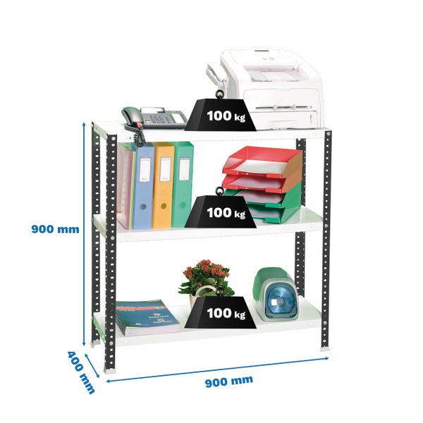 PROREGAL Schraubregal Panda Mini HxBxT 90 x 90 x 40 cm Fachlast 100 kg Anthrazit-Weiß
