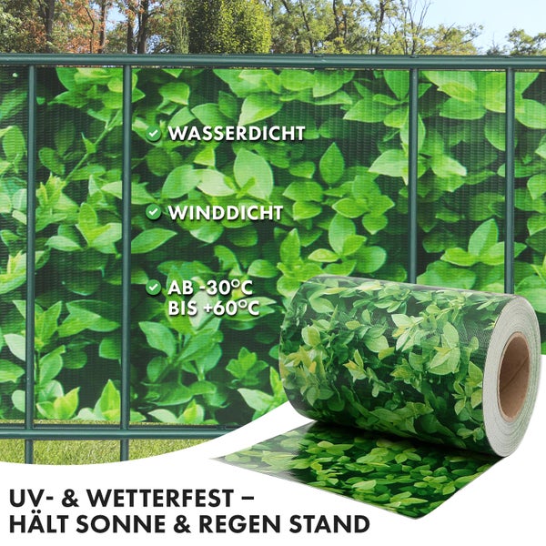 FLOORDIREKT PVC Sichtschutzstreifen 19 cm x 35 m für Gartenzäune Blickdicht Buchsbaum