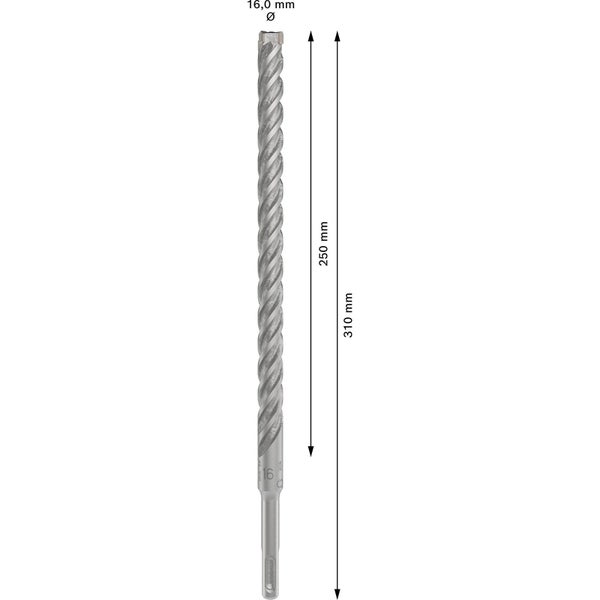 Steinbohrer mit einem Durchmesser von 16,0 mm und einer Länge von 310 mm