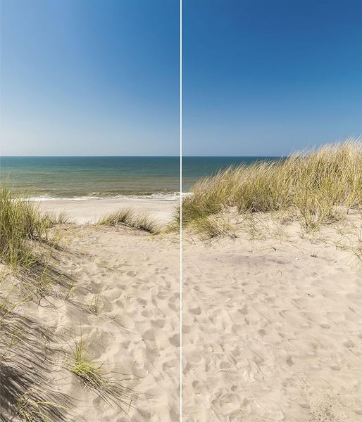 Strandansicht mit Sand und Gras