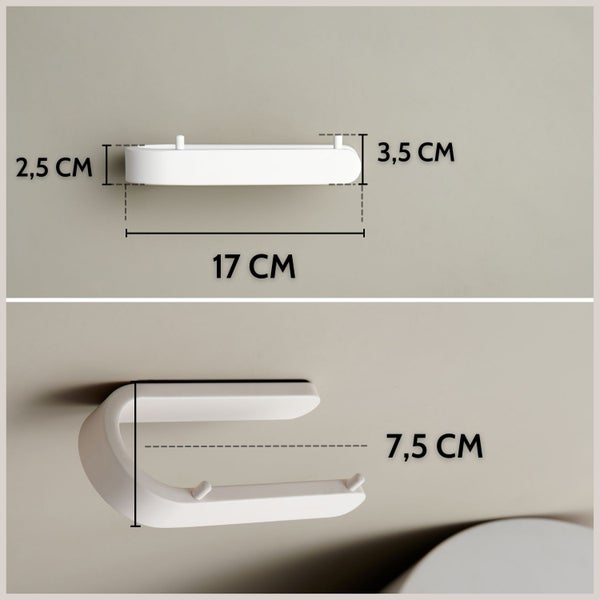 DEKAZIA® Toilettenpapierhalter ohne Bohren weiß beige Toilettenpapierhalter weiß-matt Klopapierhalter ohne Bohren Klorollenhalter ohne Bohren Klopapierhalter Toilettenpapierhalter WC Papier Halterung