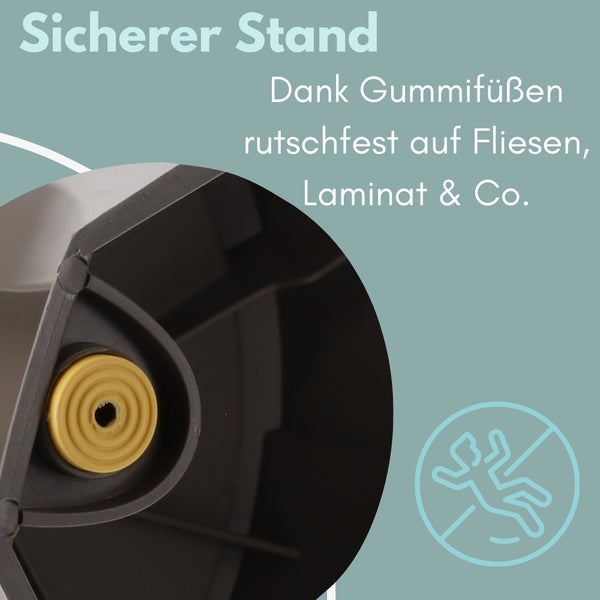 Rutschfester Stand dank Gummifüße