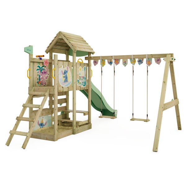 WICKEY Spielturm Disney Stitch Adventure mit Rutsche und Doppelschaukel