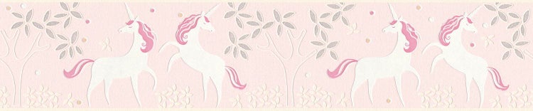 Bordüre mit Einhorn- und Baumdesign für Kinderzimmer