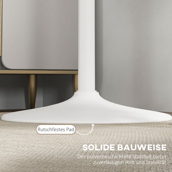 Detailansicht des pulverbeschichteten Stahlfußes mit rutschfestem Pad für zuverlässigen Halt.
