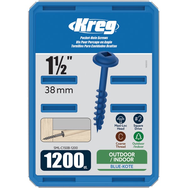 Blue-Kote™ Pocket-Hole Schrauben (38mm, 1200)