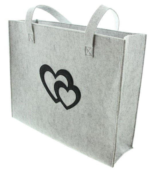 FRANK FLECHTWAREN | Filztasche Herzduo, FILZ, 39 x 32 x12 cm