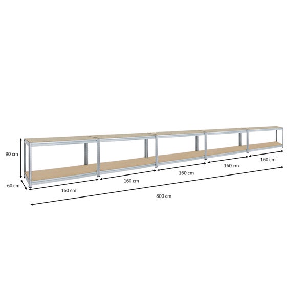 PROREGAL Mega Deal 5x Höhenverstellbare Werkbank Dino HxBxT 90 x 160 x 60 cm Traglast 600 kg Verzinkt