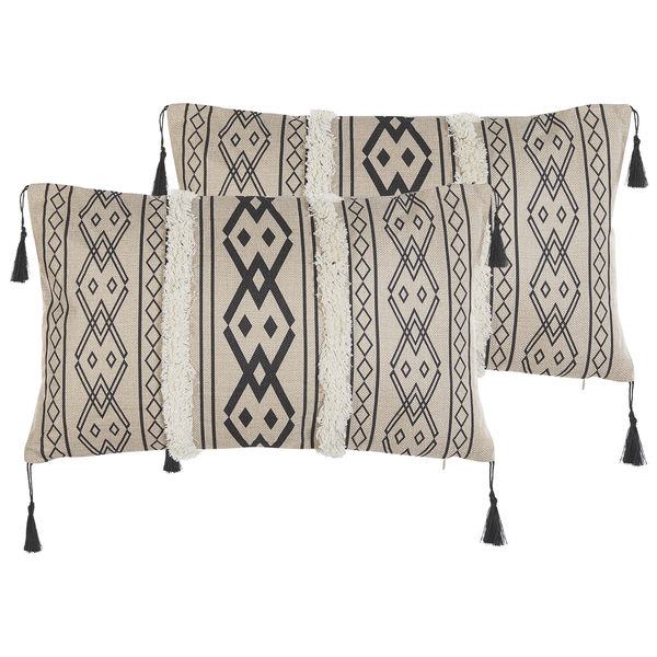 Dekokissen 2er Set PULMONARIA 30 x 50 cm Beige Geometrisches Muster