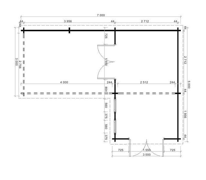 Alpholz Flachdach Gartenhaus Quinta ISO Gartenhaus aus Holz in Pinie, Holzhaus mit 70 mm Wandstärke inklusive Schleppdach FSC zertifiziert, Blockbohlenhaus mit Montagematerial imprägniert 7x5m