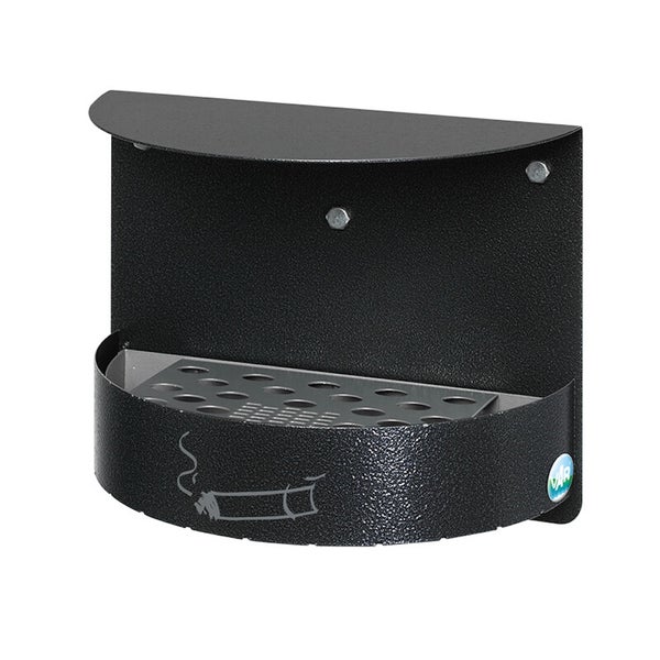 Wandascher aus Metall mit Dach, Siebeinsatz und Zigarettensymbol, VAR Logo.