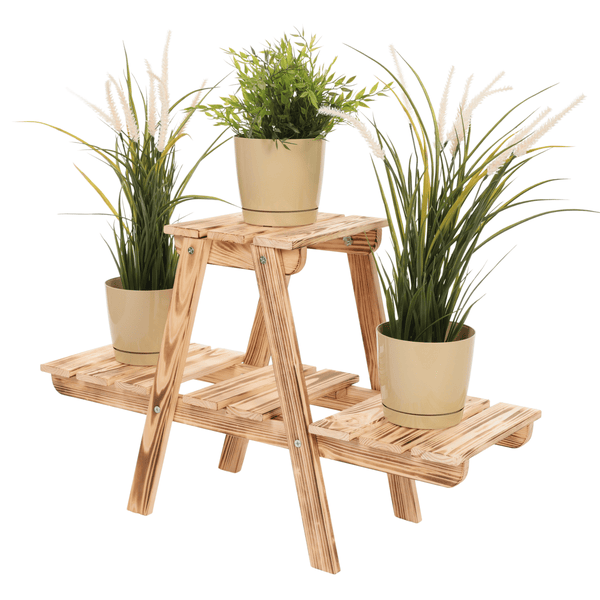 Blumenständer FLORACK HxBxT 45x74x25cm 3 Ablagen Kieferholz Geflammt