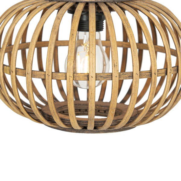 Hängeleuchte aus Bambus mit Glühbirne