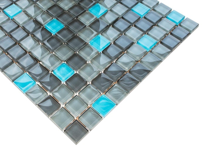 Glasmosaik auf Netz für Bad und Küche 30cm x 30cm  - Minecraft Diamond