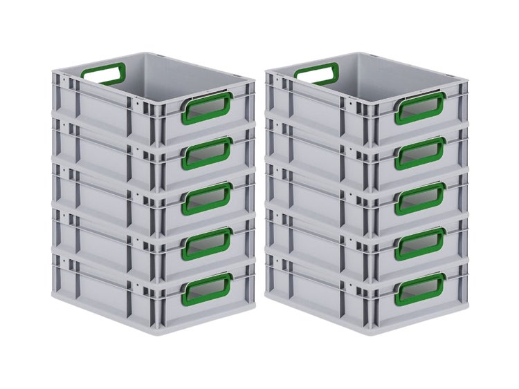 PROREGAL Eurobox Nextgen Color HxBxT 12 x 30 x 40 cm 11 Liter Griffe Grün Offen Glatter Boden Eurobehälter Transportbox