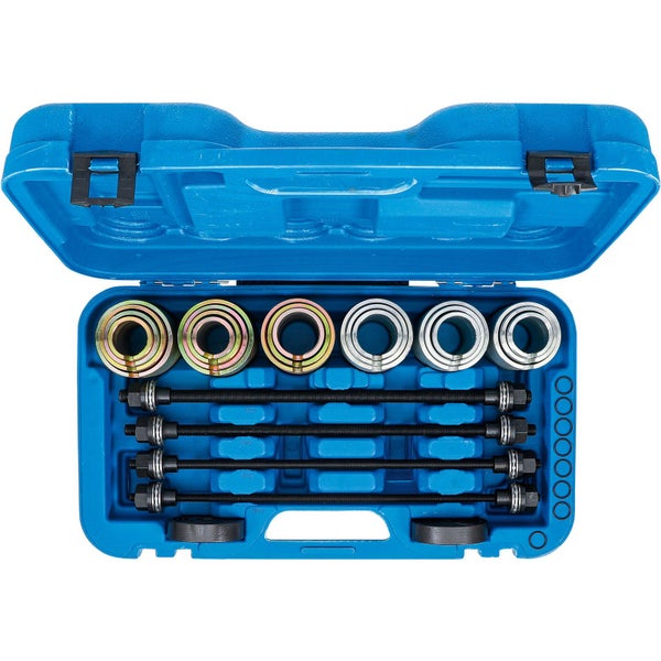 Werkzeugsatz in blauer Kunststoffbox für Werkstattarbeiten