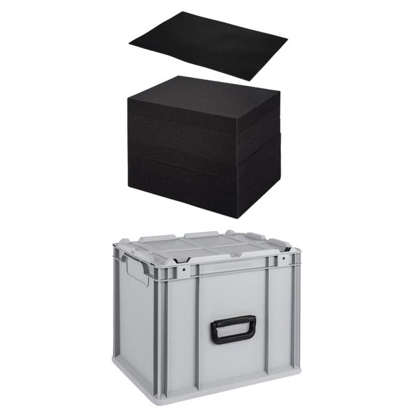 PROREGAL Eurobox NextGen Portable Mit Rasterschaumstoff und Schaumstoffeinlage HxBxT 33,5 x 30 x 40 cm 30 Liter Eurobehälter Transportbox