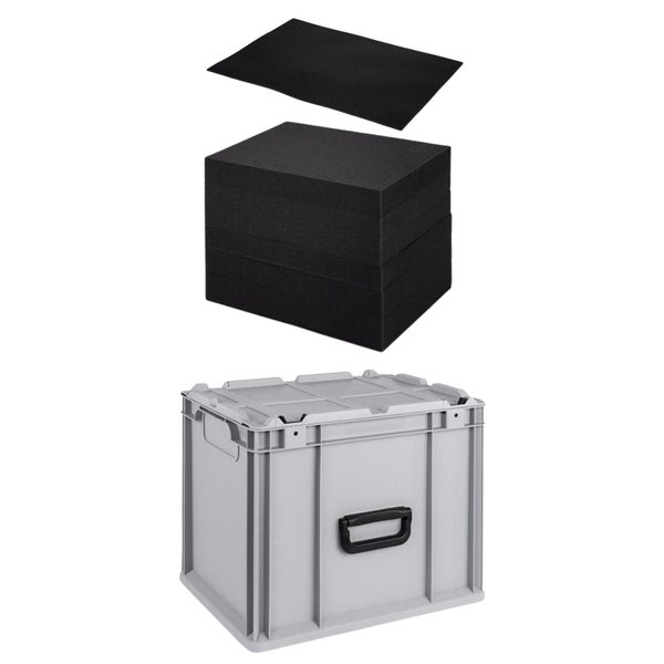 PROREGAL Eurobox NextGen Portable mit Rasterschaumstoff und Schaumstoffeinlage HxBxT 335 x 30 x 40 cm 30 Liter Eurobehälter Transportbox