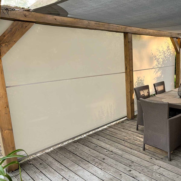Senkrechtmarkise mit Seilführung Purishade Blickdicht Graphite 180X250cm mit Handkurbel - Maanta® Reef Roll