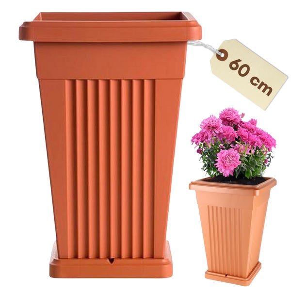 Rechteckiger Pflanzkübel aus Kunststoff, Höhe 60 cm